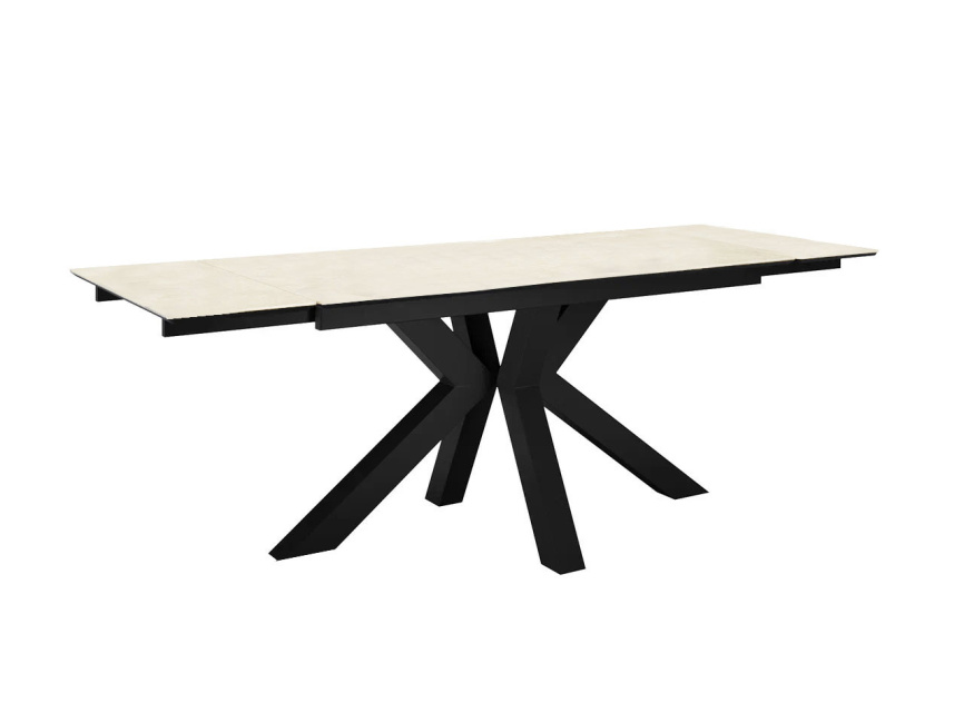 Стол DikLine SFE140 Керамика Krater Perla (бежевый матовый)/подстолье черное/опоры черные (2 уп.) фото 3