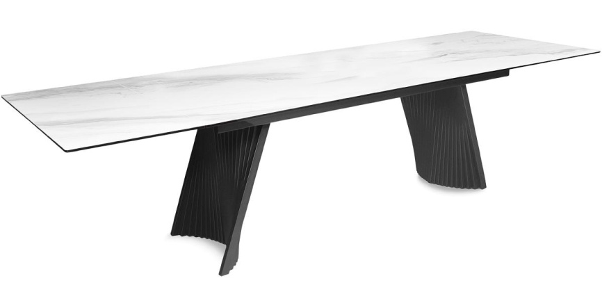 Стол DikLine KD180 керамика мрамор белый C39 глянец/опоры черные (2 уп) фото 5