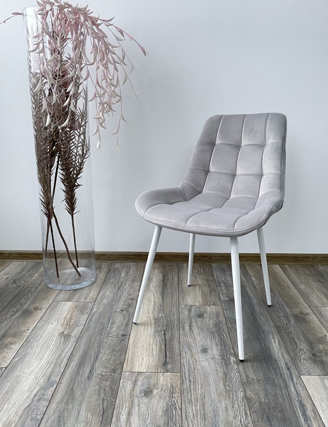 Стул ХОФМАН, цвет H-09 Светло-серый, велюр / белый каркас М-City фото 4