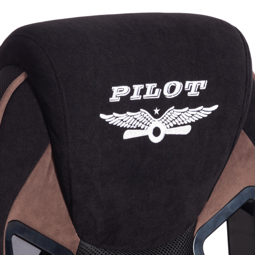 Кресло Пилот/Pilot (24) флок/ткань, черный/черный/коричневый, 35/TW-11/6 фото 10