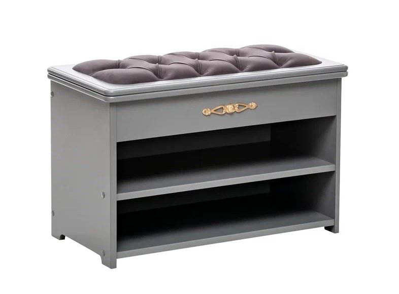 Обувница Патриция (Серый ясень / ткань V 19, каретная стяжка) фото 1