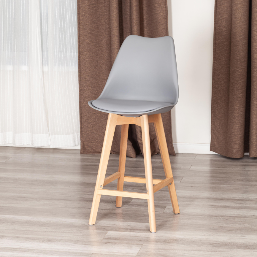 Стул барный TULIP BAR (mod. C1014H-1) / 1 шт. в упаковке пластик/дерево, 42 х 47,5 х 104 см, Grey (с фото 11