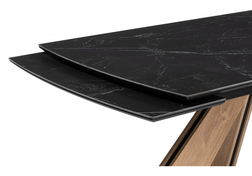 Керамический стол Шаннон 180(240)х90х79 черный мрамор / дуб монтана фото 6