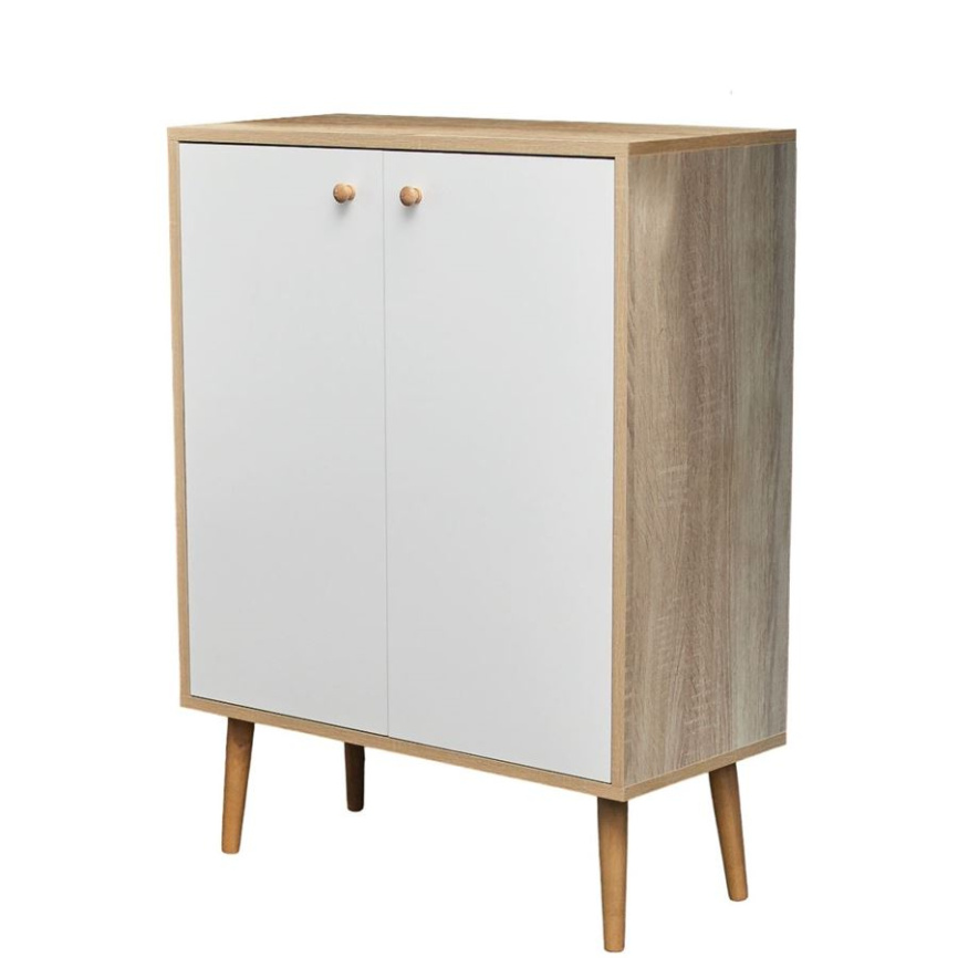 Комод Komo-3 (700х330х930 мм, ЛДСП Белый/Сонома 16мм, ножки береза) фото 2