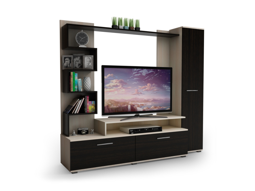 Тумба ТВ-1 млечный/венге фото 1