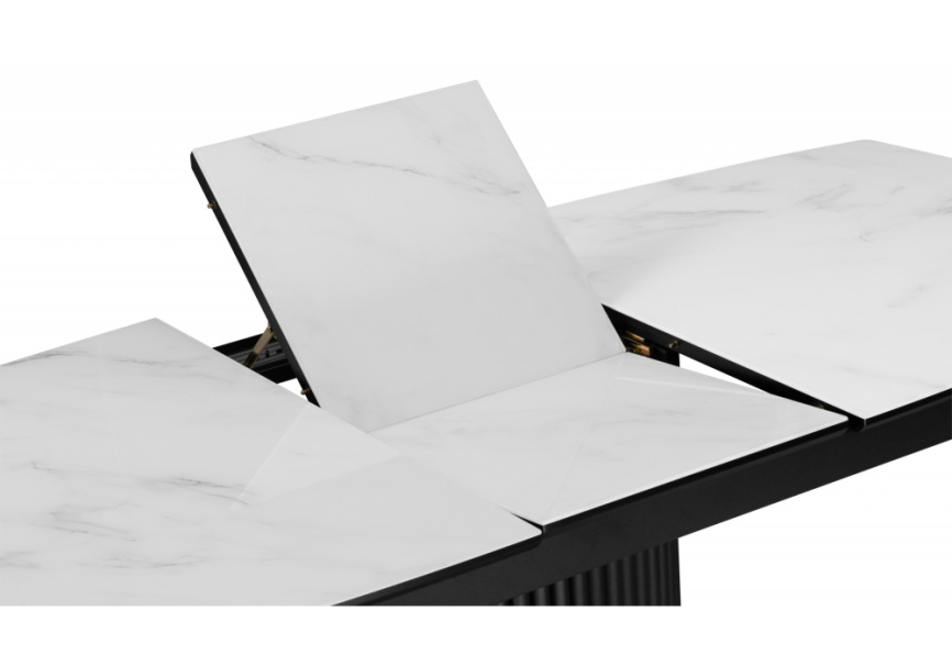 Стол стеклянный Фестер 140(180)х80 кристл статуарио / черный фото 5