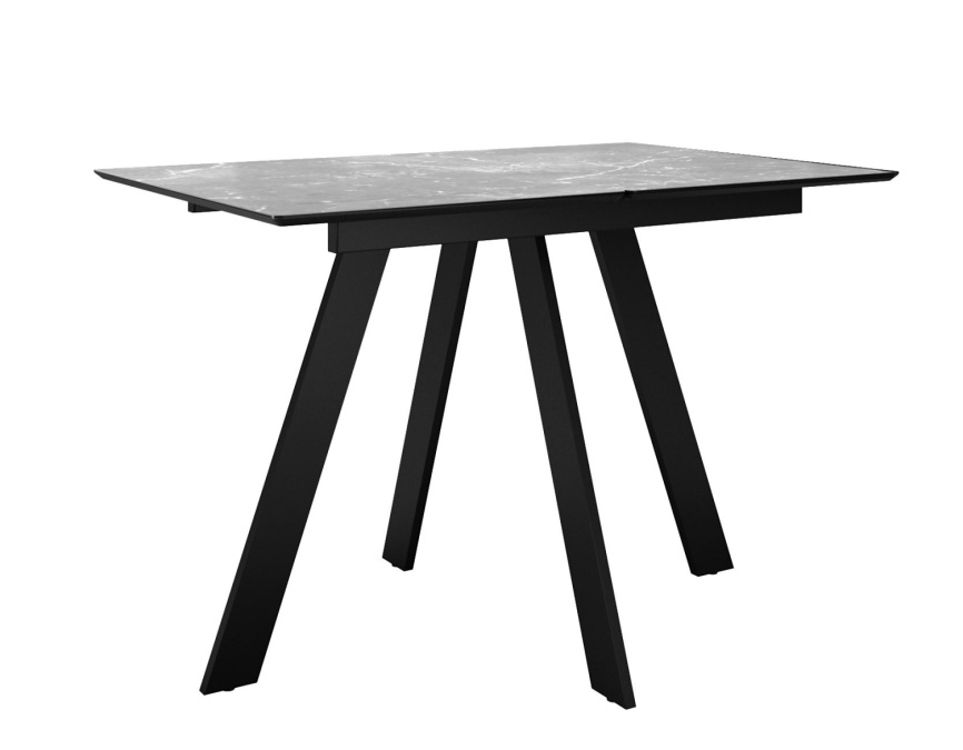 Стол DikLine DKD120, керамика 120(160)х80, мрамор серый матовый, опоры черные (2 уп.) фото 3