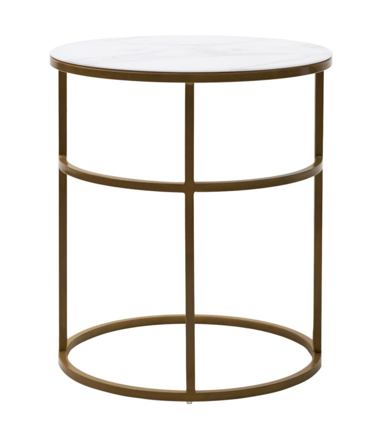 Журнальный столик Френсис Белый мрамор, стекло/ золотой каркас фото 2