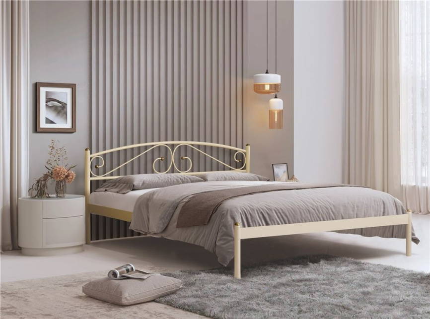 Кровать двуспальная Флоренция (120х200/металлическое основание / Бежевый) фото 1