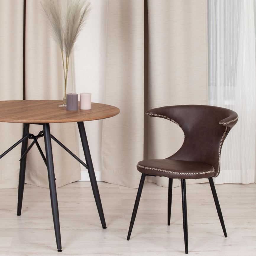 Стул FLAIR (mod. 9020) / 1 шт. в упаковке экокожа/металл, 60 х 56 х 78 см , коричневый 1/черный  фото 11