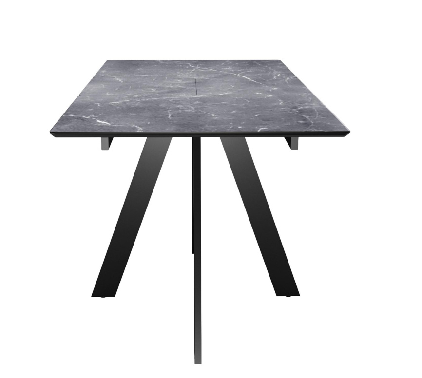 Стол DikLine DKD120, керамика 120(160)х80, мрамор серый матовый, опоры черные (2 уп.) фото 4