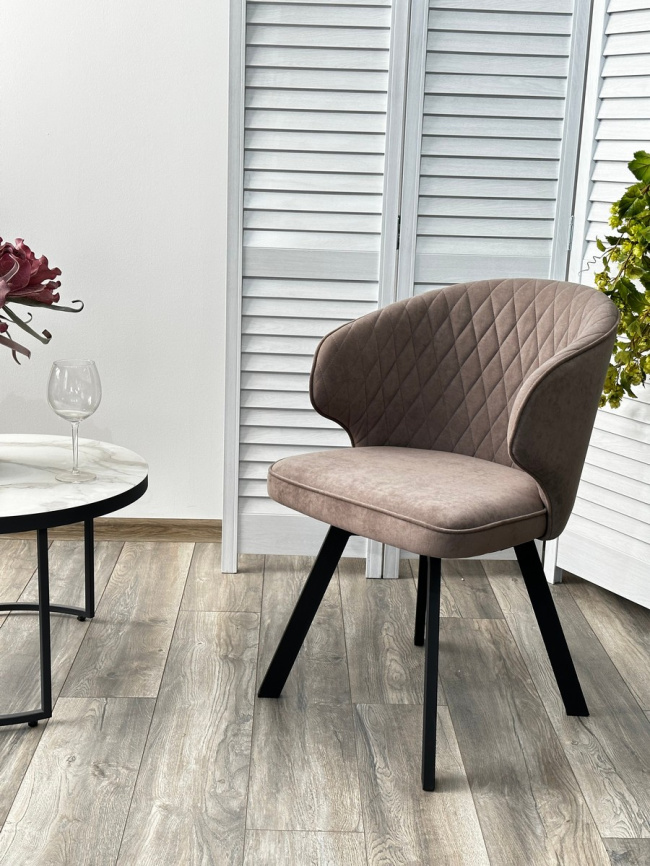 Стул СКАТ (SKAT) 360 град. поворот. цвет B5 Капучино, велюр / черный каркас фото 2