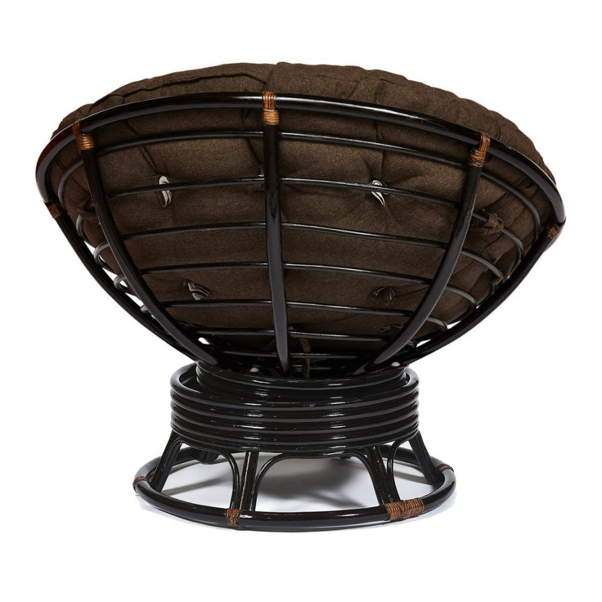 Кресло-качалка Папасан/Papasan (W 23/01 B) /с подушкой/ 115х78х104см, античный черно-коричневый, тка фото 2