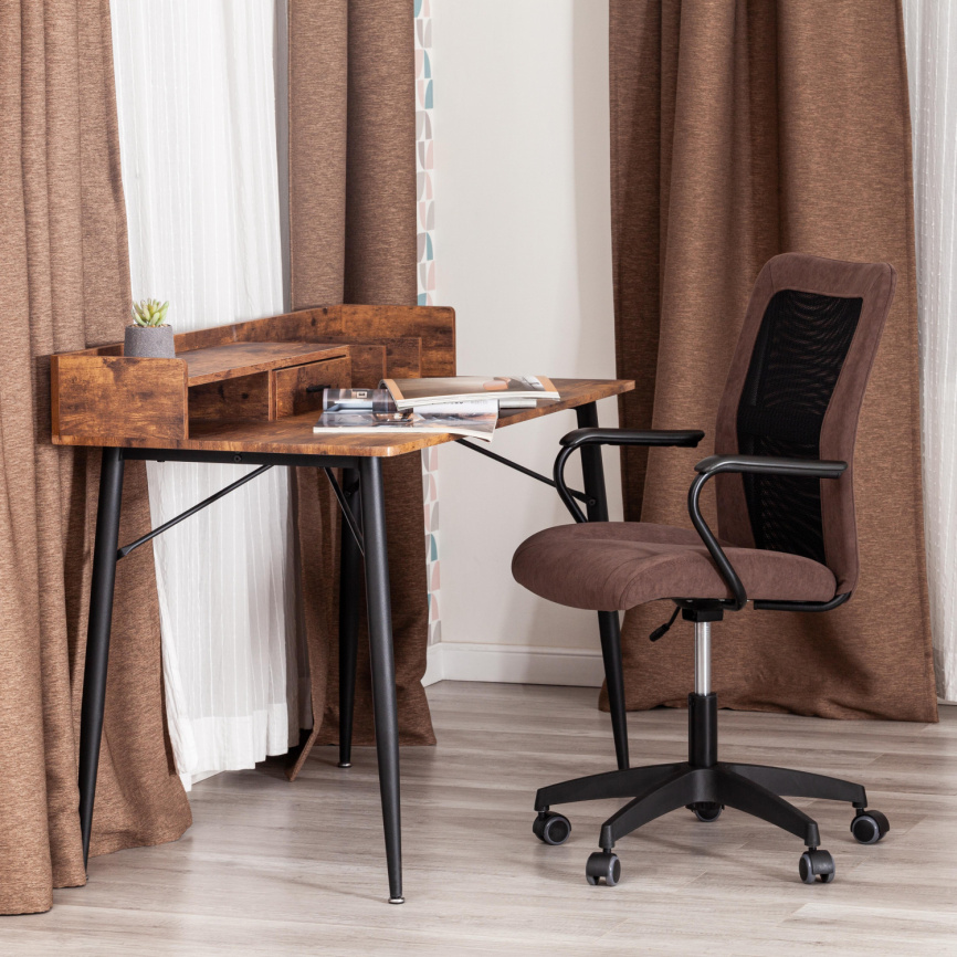 Кресло Стафф/Staff флок/ткань, коричневый/черный, 6/W-11 фото 12