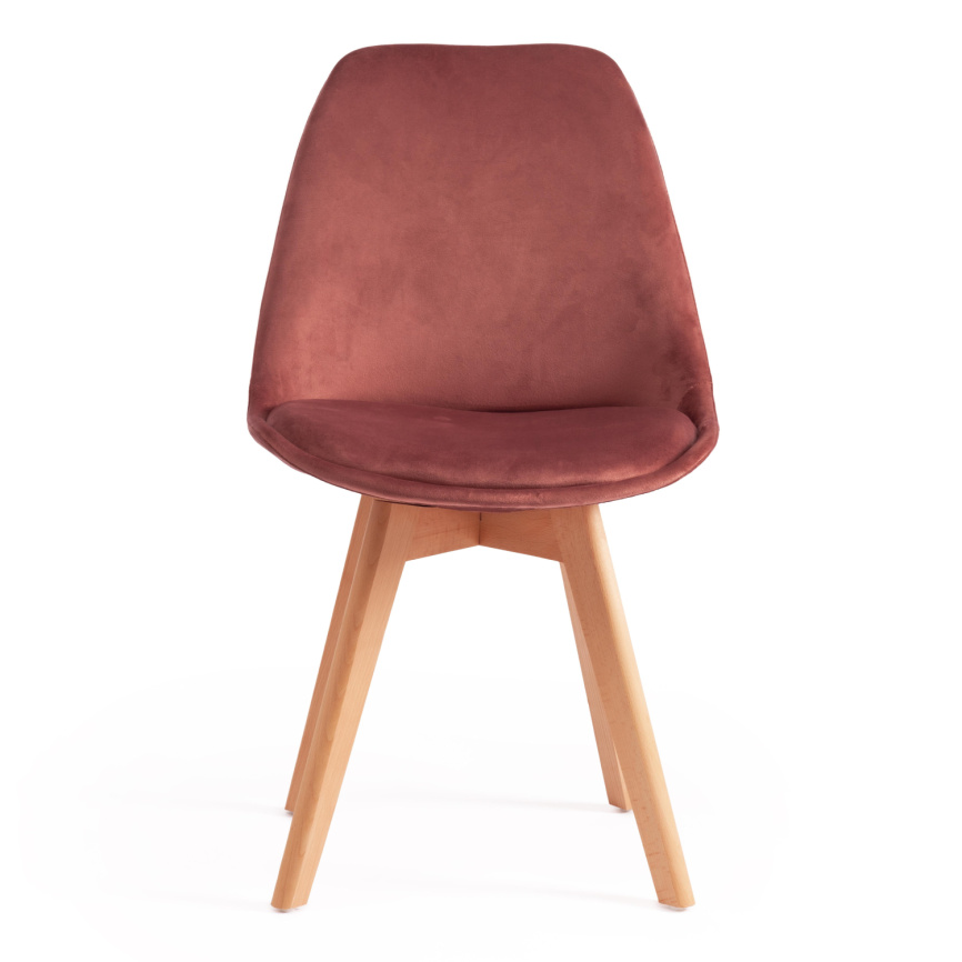 Стул Тулип Софт/Tulip Soft (мод.74)/1 шт. в упаковке вельвет/дерево, 54х47х83см, коралловый /натурал фото 5