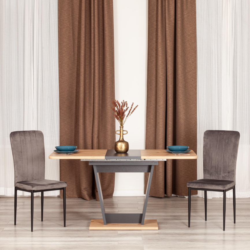 Стол обеденный раздвижной Фокс/Fox ЛДСП, 110-145х68,6х75см, дуб артисан/графит фото 13