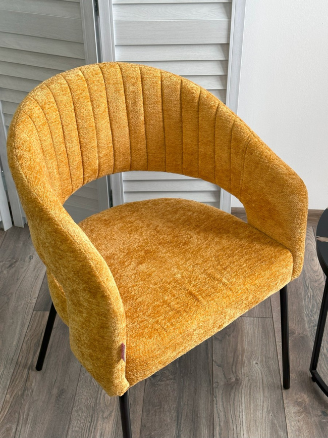 Стул SNUG 3018-08 горчичный, шенилл / черный каркас, ®DISAUR фото 5
