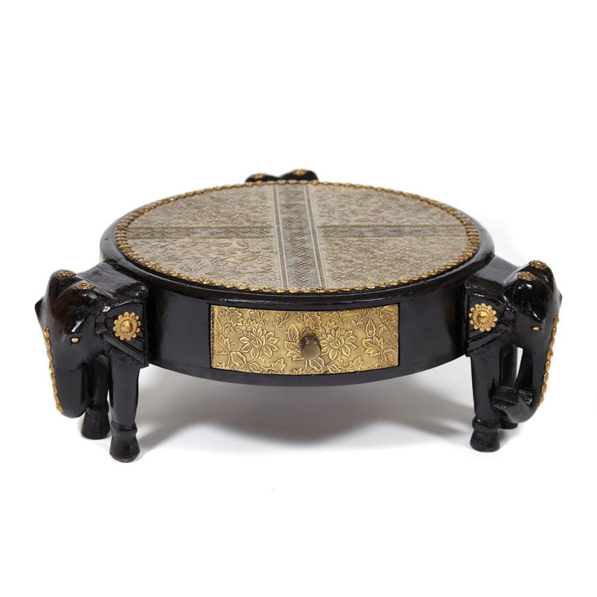 Столик Secret de Maison 3 Слона/3 Slona (мод. ND-005) массив манго/латунная чеканка, Д48х19см, черны фото 2