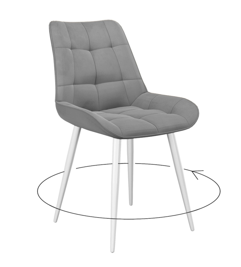 Стул DikLine 226 поворотный B22 GREY, ножки белые фото 1