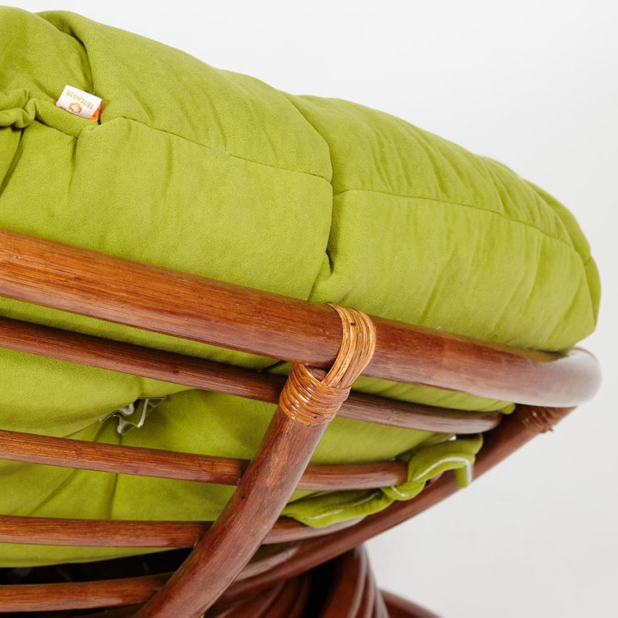 Кресло-качалка Папасан/Papasan (W 23/01 B) /с подушкой/ 115х78х104см, пекан орех, флок олива, 23 фото 9