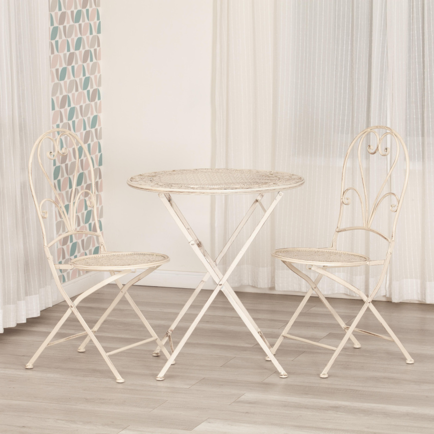 Стол Patio/Патио (PL08-11139) стальной сплав, античный белый, 70х75см фото 2