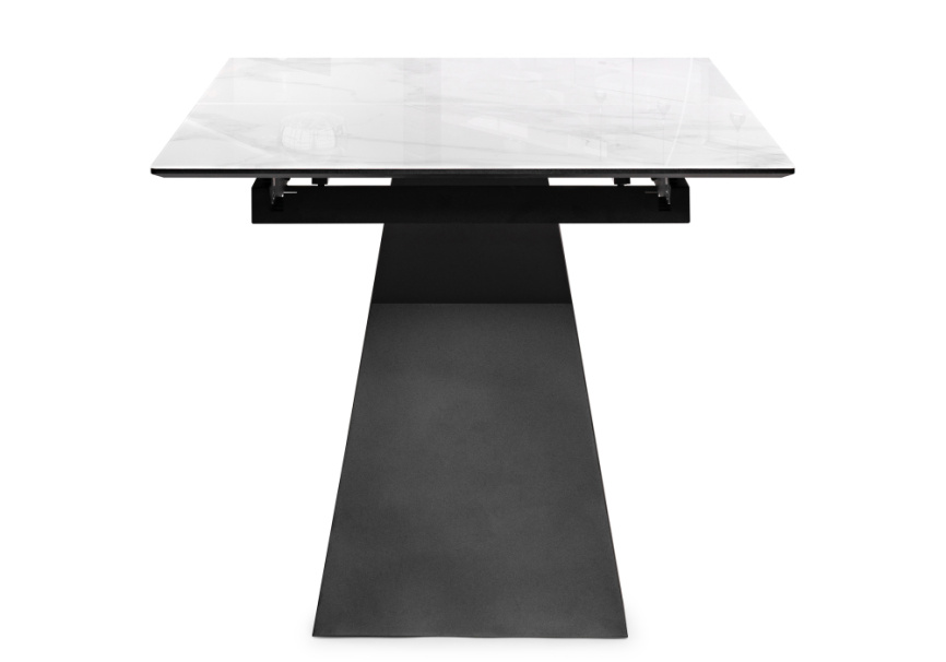 Стол стеклянный Денхольм 240(290)х100х75 белый мрамор / черный фото 4