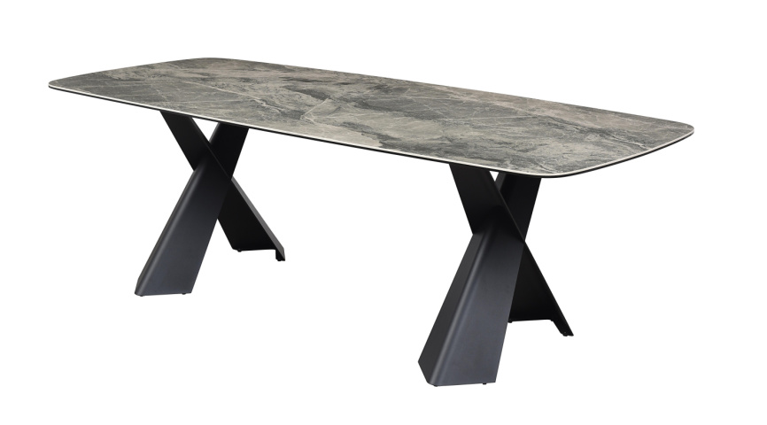 Стол DikLine KY220 керамика серый мрамор С20 глянец/опоры черные фото 1