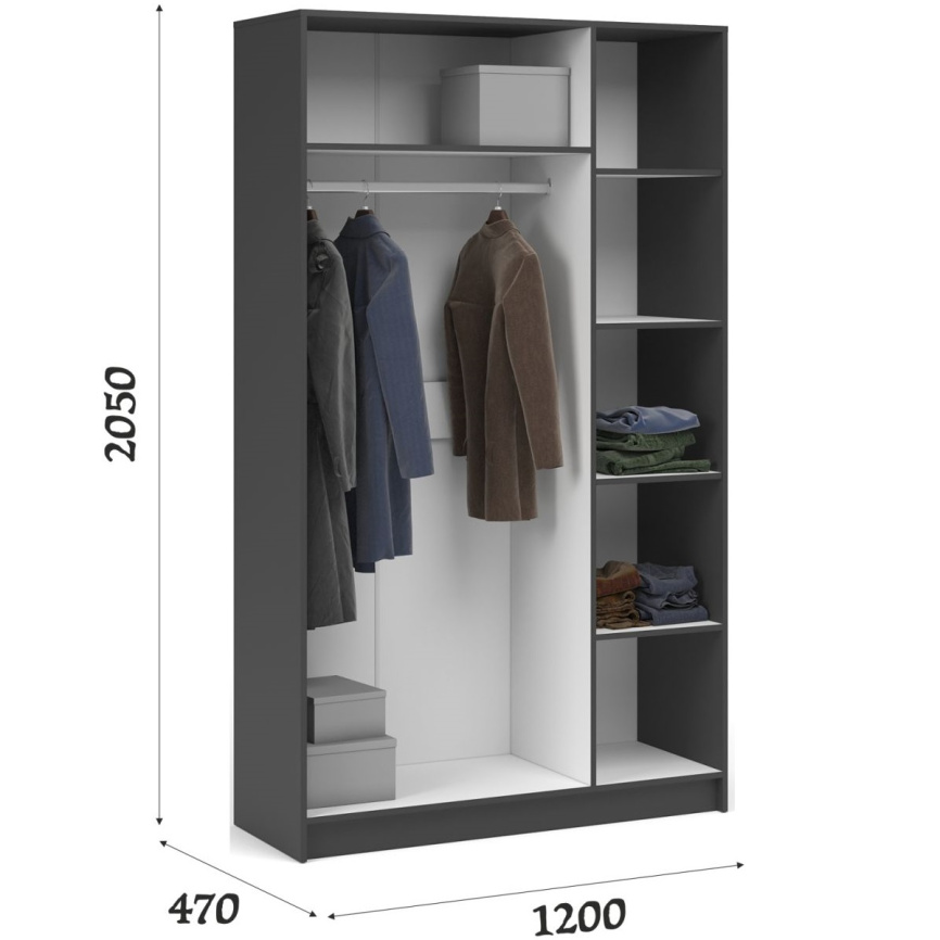 Шкаф «Чикаго» 3д Антрацит/Белый фото 7