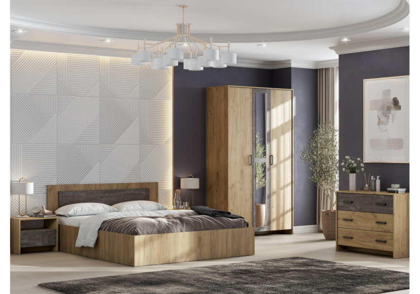 Кровать Таика 160х200 дуб золотой / камень темный фото 12