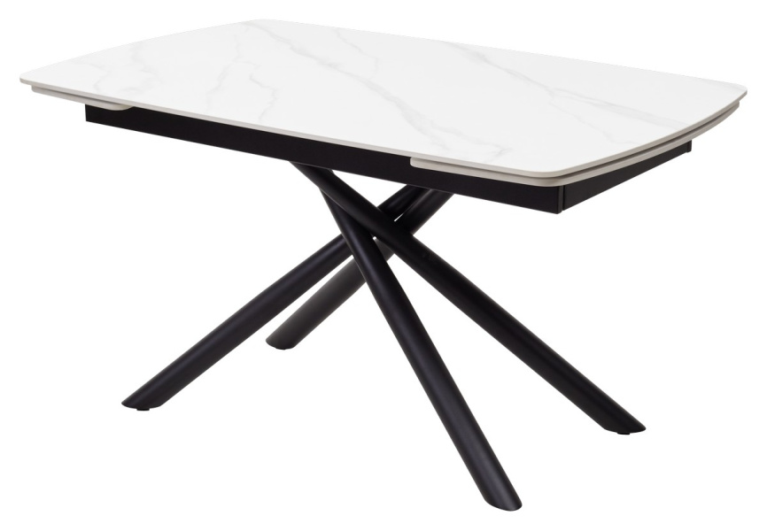 Стол RIVOLI 140 MATT WHITE MARBLE SOLID CERAMIC / BLACK, ®DISAUR фото 1