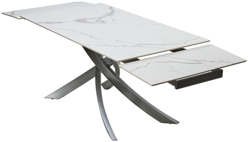 Стол ESTEBIO 160 GLOSS STATUARIO WHITE SOLID CERAMIC / Серый металлик, ®DISAUR фото 13