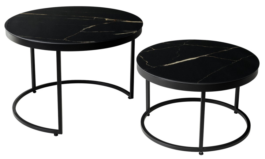 Журнальный столик Эрвин (комплект) Обсидиан, стекло/ черный каркас фото 3