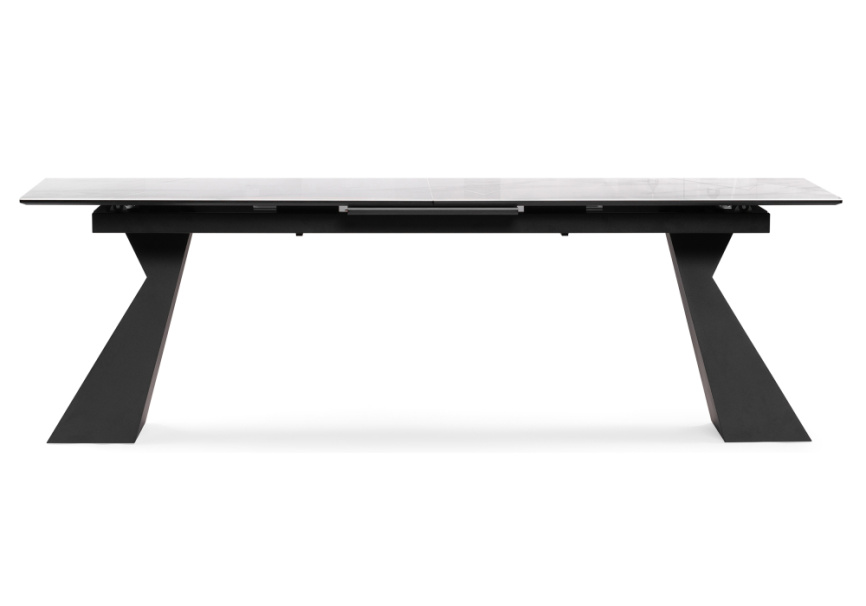 Стол стеклянный Денхольм 240(290)х100х75 белый мрамор / черный фото 3