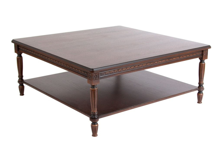 Стол журнальный "Луиджи-16" (110х110хН45) темный орех+патина темная) фото 1