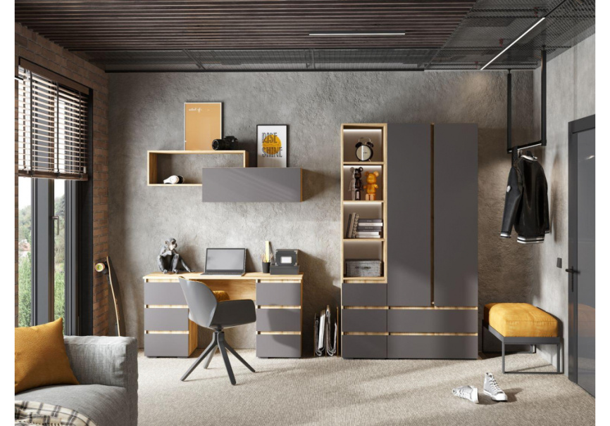 Компьютерный стол Элла ПС 02 серый графит 0162 / дуб крафт золото фото 2