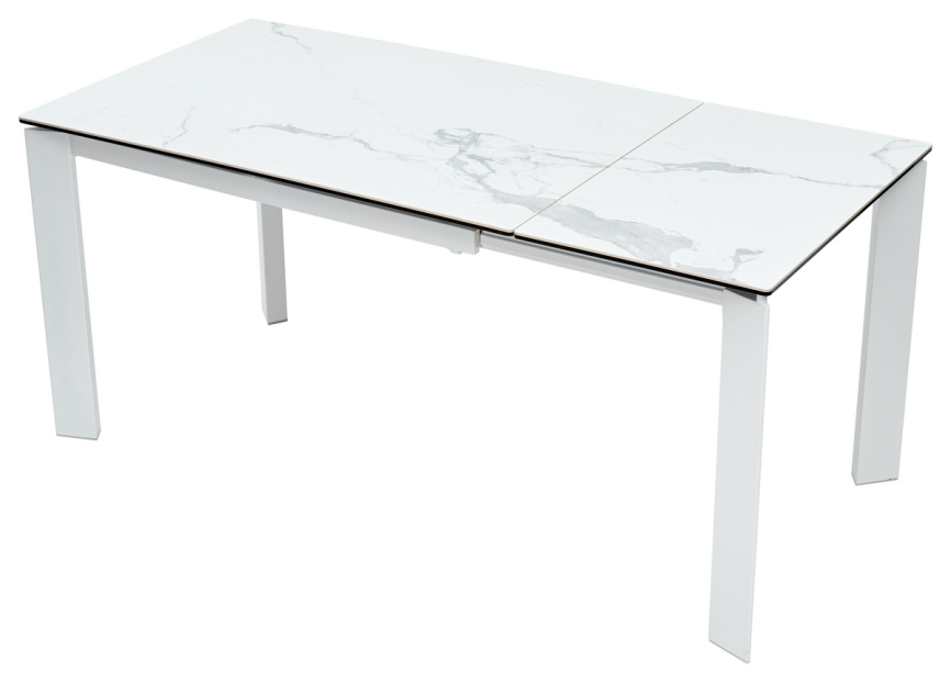 Стол CORNER 120 HIGH GLOSS STATUARIO керамика, стекло/ белый каркас, ®DISAUR фото 2