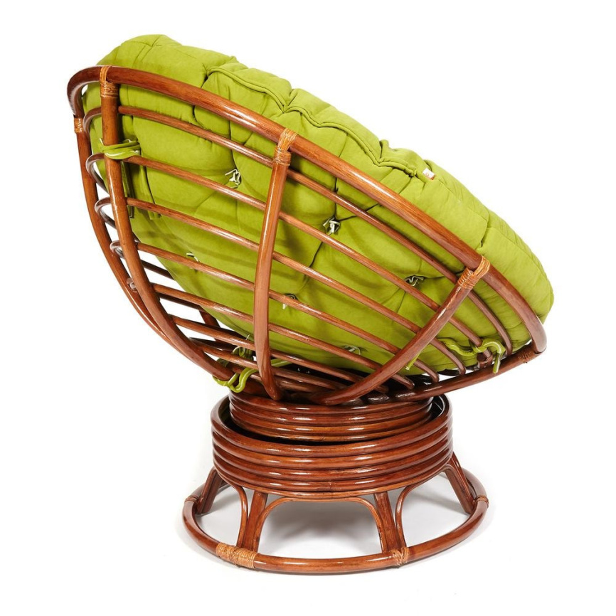 Кресло-качалка Папасан/Papasan (W 23/01 B) /с подушкой/ 115х78х104см, пекан орех, флок олива, 23 фото 6