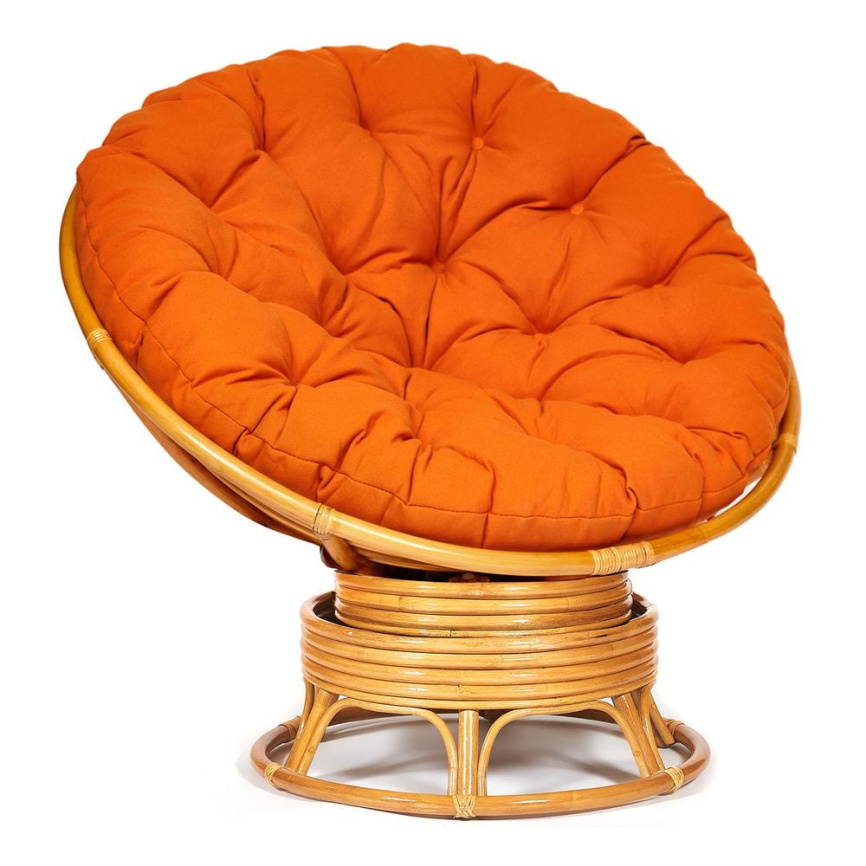 Кресло-качалка Папасан/Papasan (W 23/01 B) /с подушкой/ 115х78х104см, медовый, ткань оранжевый, с 23 фото 1