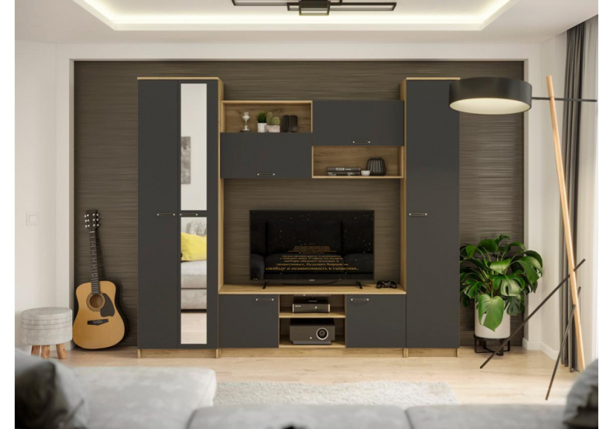 Готовая гостиная Бертелена дуб крафт серый / серый графит фото 1