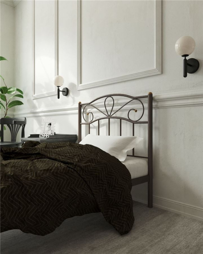 Кровать с изножьем "Глэдис"  (90х200/ноги металл/цвет Коричневый бархат) фото 2