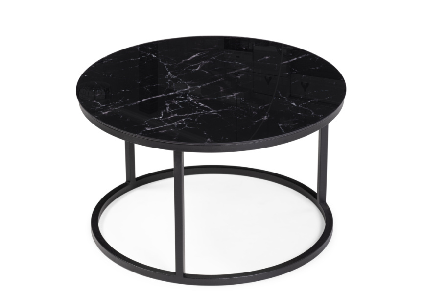 Журнальный стол Плумерия черный мрамор / черный фото 3