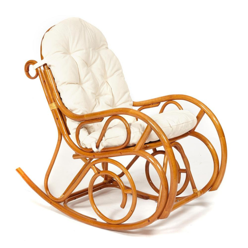 Кресло-качалка Милано/Milano (разборная) /без подушки/ натуральный ротанг, 58х136х103см, коньячный  фото 1
