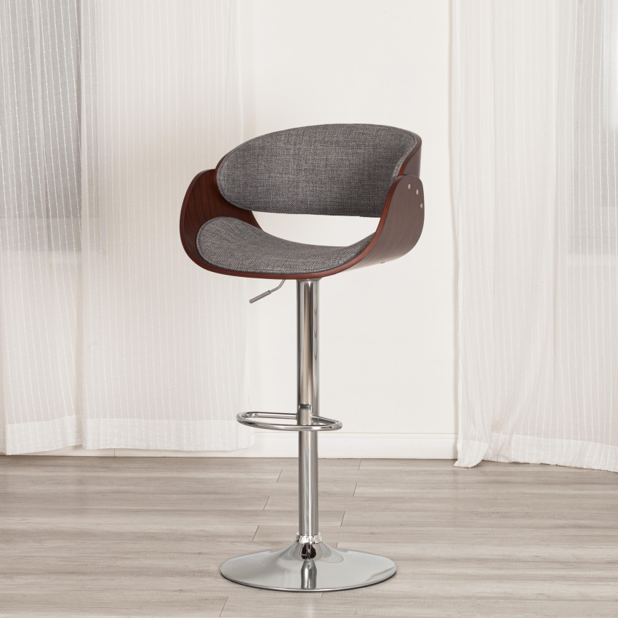 Стул барный Ландо/Lando (мод.4036) металл/дерево/ткань, 59х51х93-114см, высота сиденья 62-83см, серы фото 4