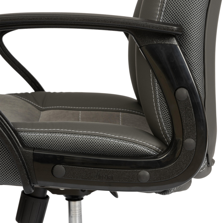 Кресло Интер/Inter (24) кож/зам/флок/ткань, серый/металлик, C-36/29/TW-12 фото 3