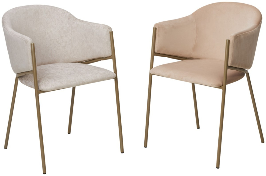 Стул ДИЛЛ, цвет RAIN 8 слоновая кость, велюр / шампань каркас фото 5