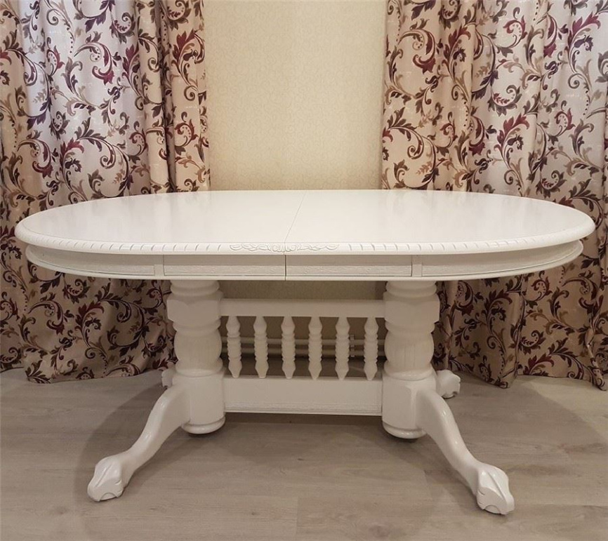 Стол "АЗИЯ" (Белый / патина серебро) 106х160х200х240 фото 1