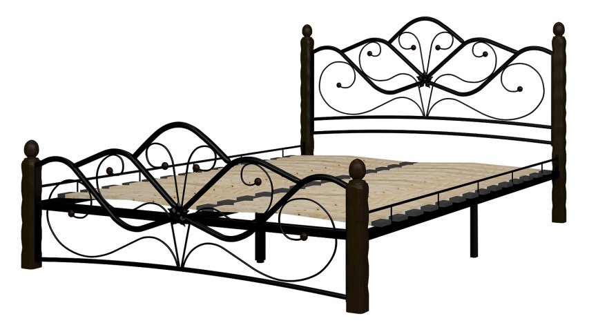 Кровать КМД 4-01 Венера 1 140х200, Черный/Шоколад фото 1