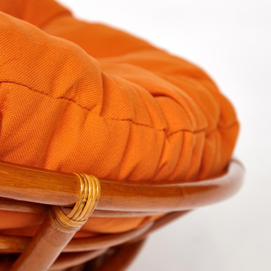 Кресло-качалка Папасан/Papasan (W 23/01 B) /с подушкой/ 115х78х104см, коньячный, ткань оранжевый, с  фото 6