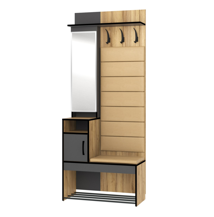 Прихожая с зеркалом Ольга Лофт 1, Дуб крафт золотой/Темно-серый фото 1