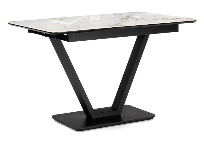 Керамический стол Бугун 120(160)х80х77 белый мрамор глянец / черный фото 1